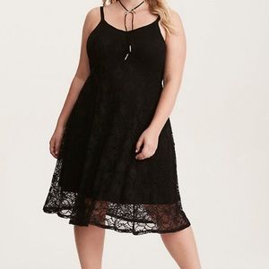 BLACK LACE MIDI SLIP DRESS Torrid size 1